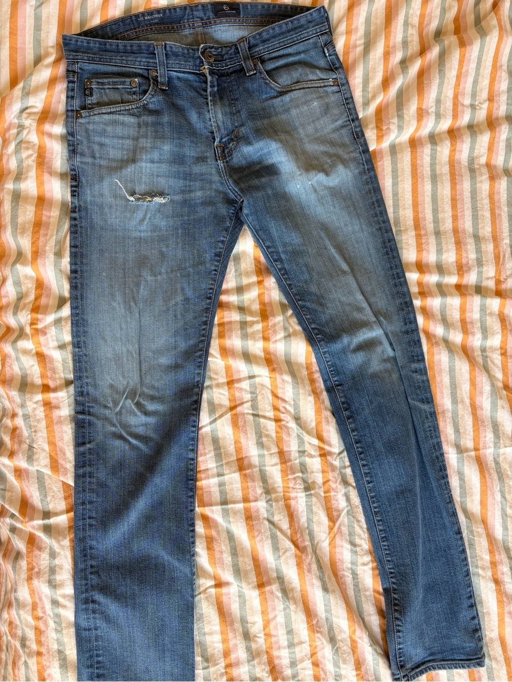 AG Adriano Goldschmied Matchbox Jeans 32 Distressed Slim Straight